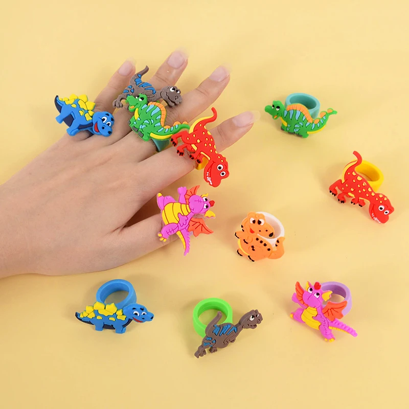 6pcs Dinosaur Party Rubber Bangle Bracelets Rings Kids Boys Jungle Dino Theme Birthday Party Decoration Favors Gifts for guests
