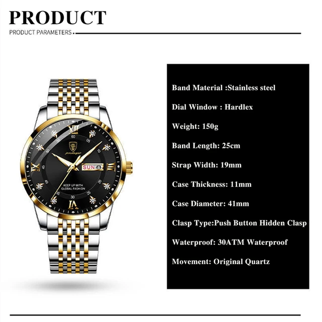 Relógio Masculino Sport Quartzo big Dial Quartoz de Luxo Prata Dourado Azul 6