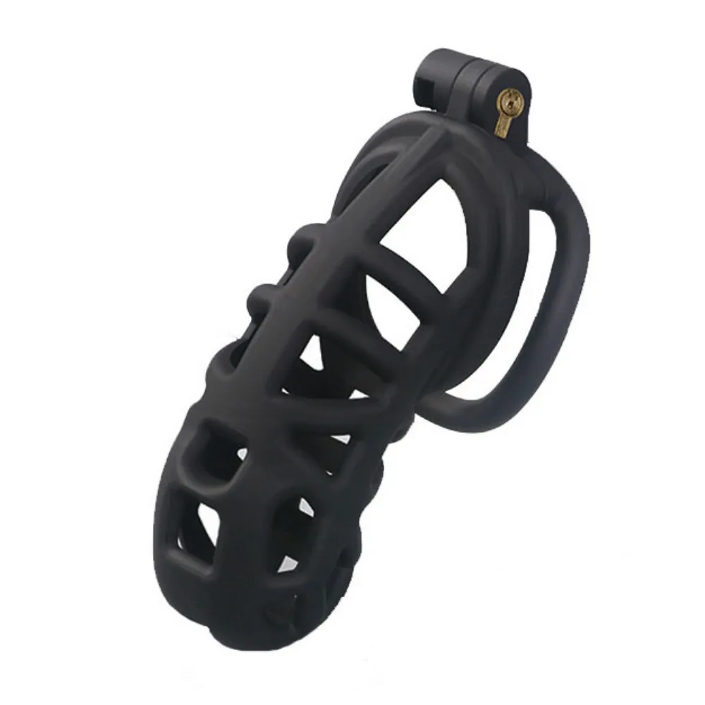 Male Resin Chastity Cage with 4 Size Ring Erotic Urethral Lock Device Cock Cage Adult Sex Toys for Men Penis Sleeve BDSM Toy