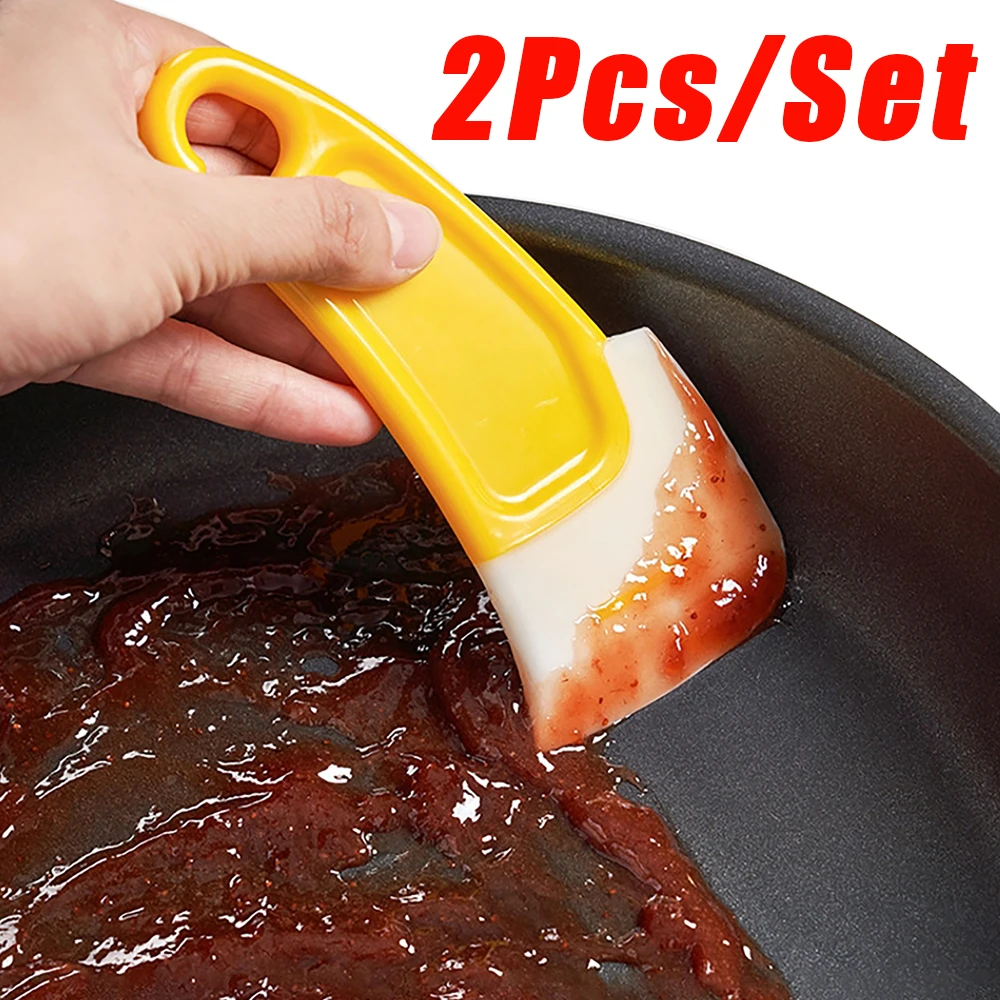 

2Pcs Kitchen Oil Cleaning Spatula Multi-purpose Silicone Scraper Oil Stain Cleaner Tool For Dirty Pan Pot Dishes Kitchen Gadgets