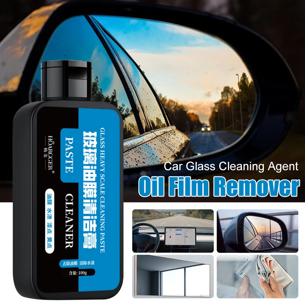 

100ml Auto Glass Film Coating Agent Waterproof Rainproof Anti-fog Glass Cleaner for Windshield Car Glass Oil Film Remover Paste