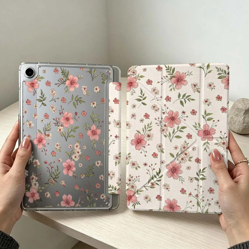 Elegant Floral Pattern Foldable Tablet Case - Soft and Stylish Design