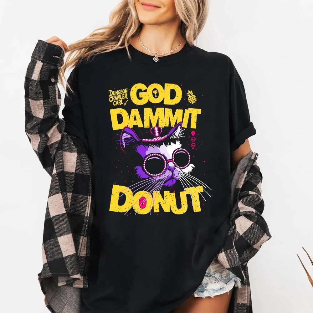 Dungeon Crawler Carl Shirt Goddamnit Donut Sci-Fi T-Shirt Kleidung Grafik Kurzarmshirt Unisex Männer Frauen Ganzjährig