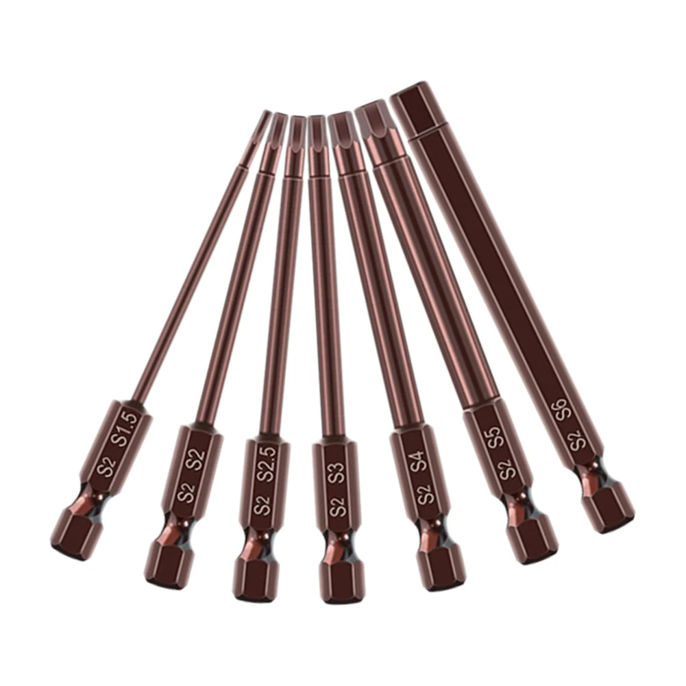 

Screwdriver Bit Set 75mm Magnetic Screwdriver Drill Bit Screw Driver Bits Torx Head 1/4" Hex Driver Bit H1.5-H6 Alloy Steel Tool