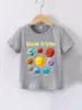 Summer Baby Boy Clothes Kid Girls Casual Solar System Planets Printed T-shirts Children Fashion Crew Neck Short Sleeve Top 6