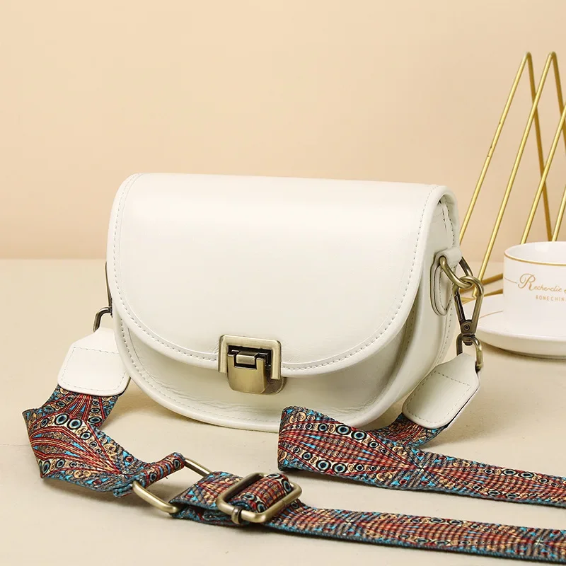 Genuine Leather Women's Small Bag Vegetable Tanned Cow Leather Single Shoulder Bag Lady Popular Messenger Purse