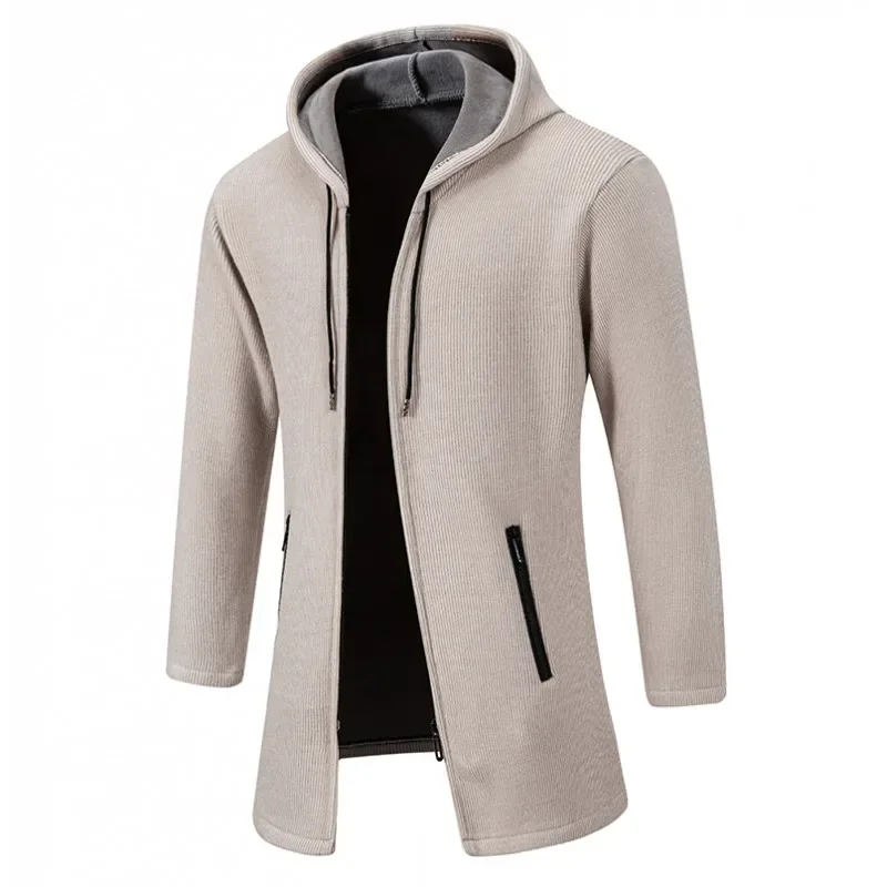 Autumn Winter Men's Casual Knitted Coat New Velvet Padded Jacket Male Hoodies Warm Jumper Fashion Zipper Mens Cardigan