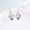 Female Cute Mermaid Flower Drop Earrings Trendy Bridal Silver Color Dangle Wedding Jewelry For Women