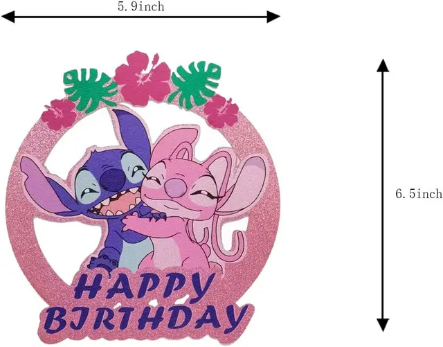 Disney Lilo & Stitch Glitter Paper Cake Topper Hanppy decorazioni per torte  di compleanno per Kild Birthday Baby Shower forniture per decorazioni per