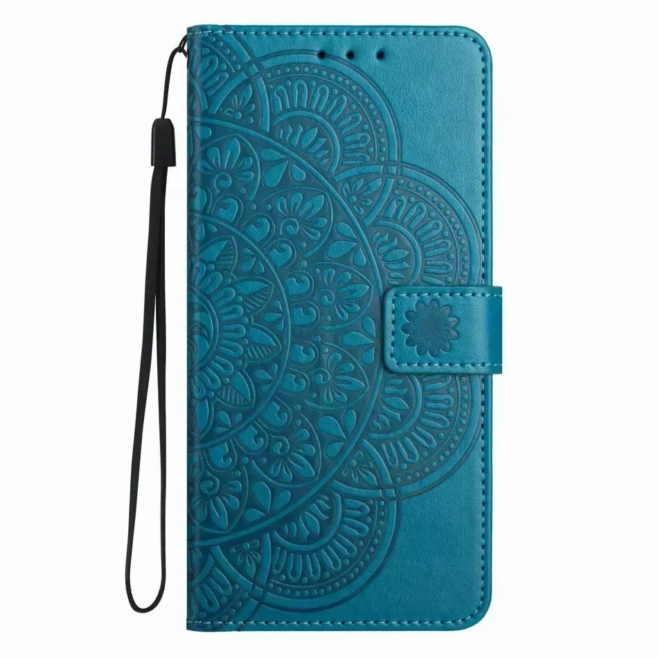 Elegant Half Flower Wallet Holster Coque with Cash Card Slot