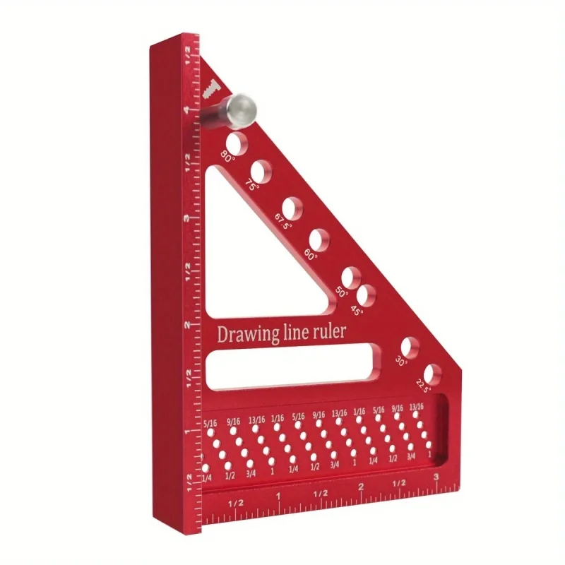 Multi-Angle Measuring Ruler,Aluminum Woodworking Square Protractor W/ Dowel Pins-Miter Triangle Ruler T Type Hole Sriber,carpenter measuring tool,woodworking measuring tool