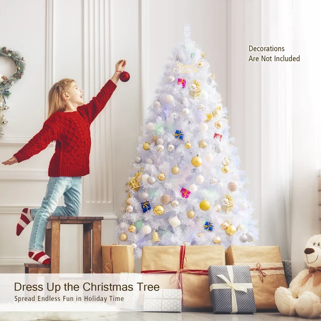6ft White Iridescent Tinsel Artificial Christmas Tree w/ 792 Branch Tips 5
