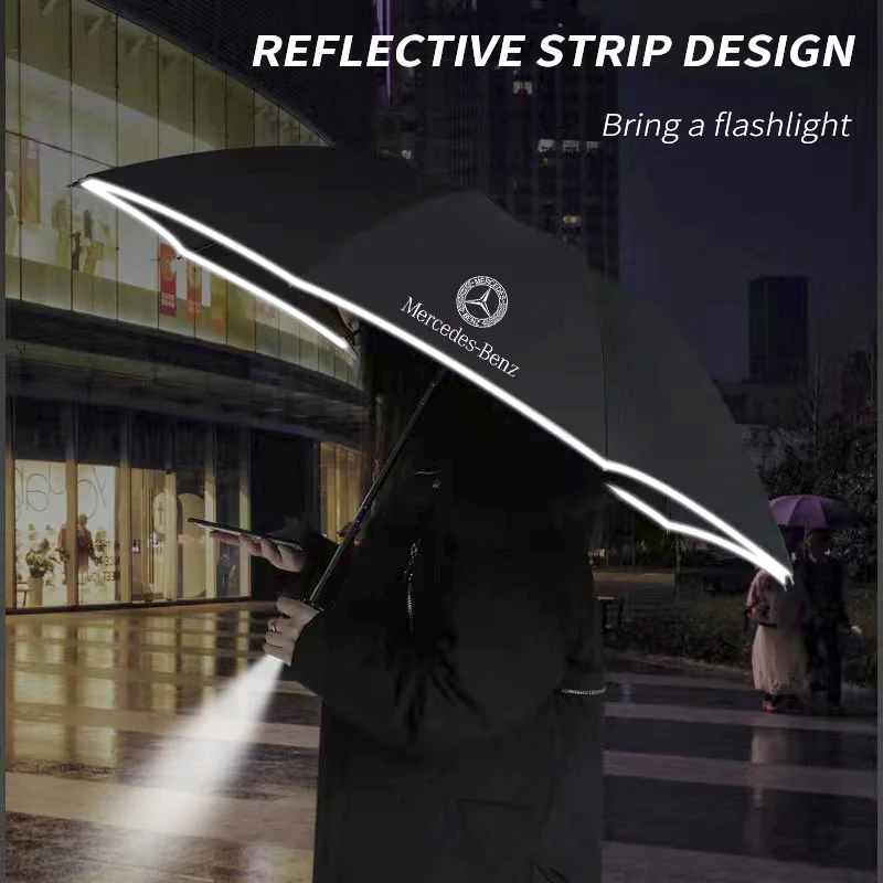 Car Windshield Sunshade For Mercedes-Benz AMG A C E S Class Sprinter GLC ML SLK CLS GLA GLK Car Led Light Automatic Folding Windproof Sunshade Umbrella