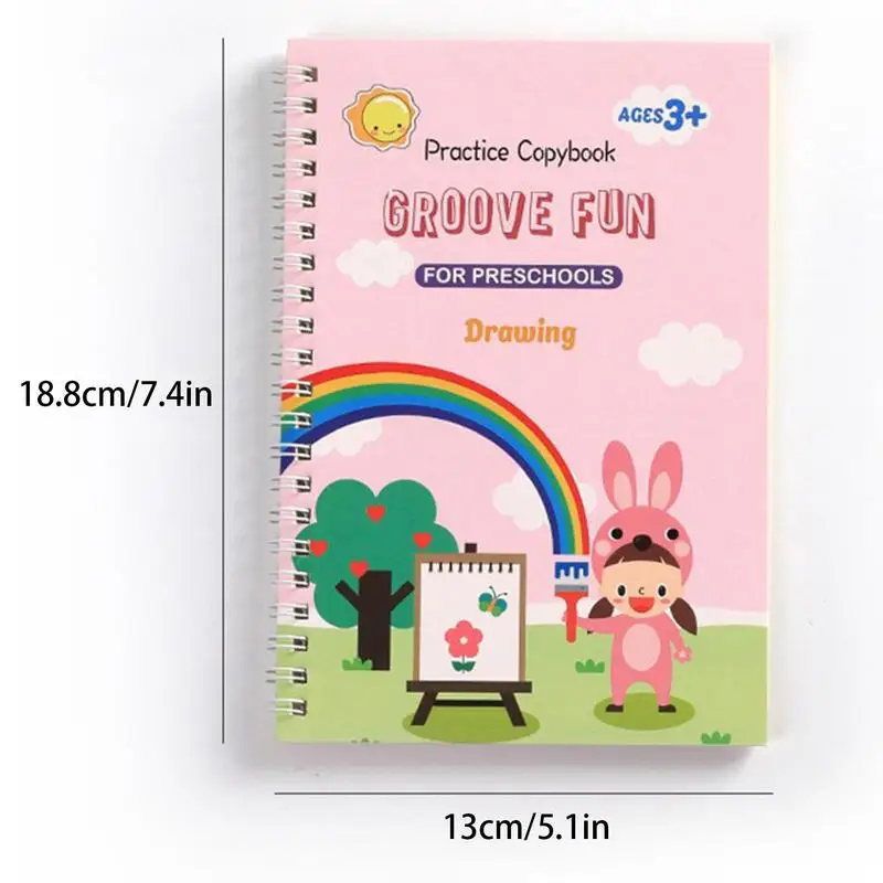 그루브 쓰기 연습서, 재사용 가능한 손 쓰기 연습서, 어린이 매직 카피북, 유치원 4 운동