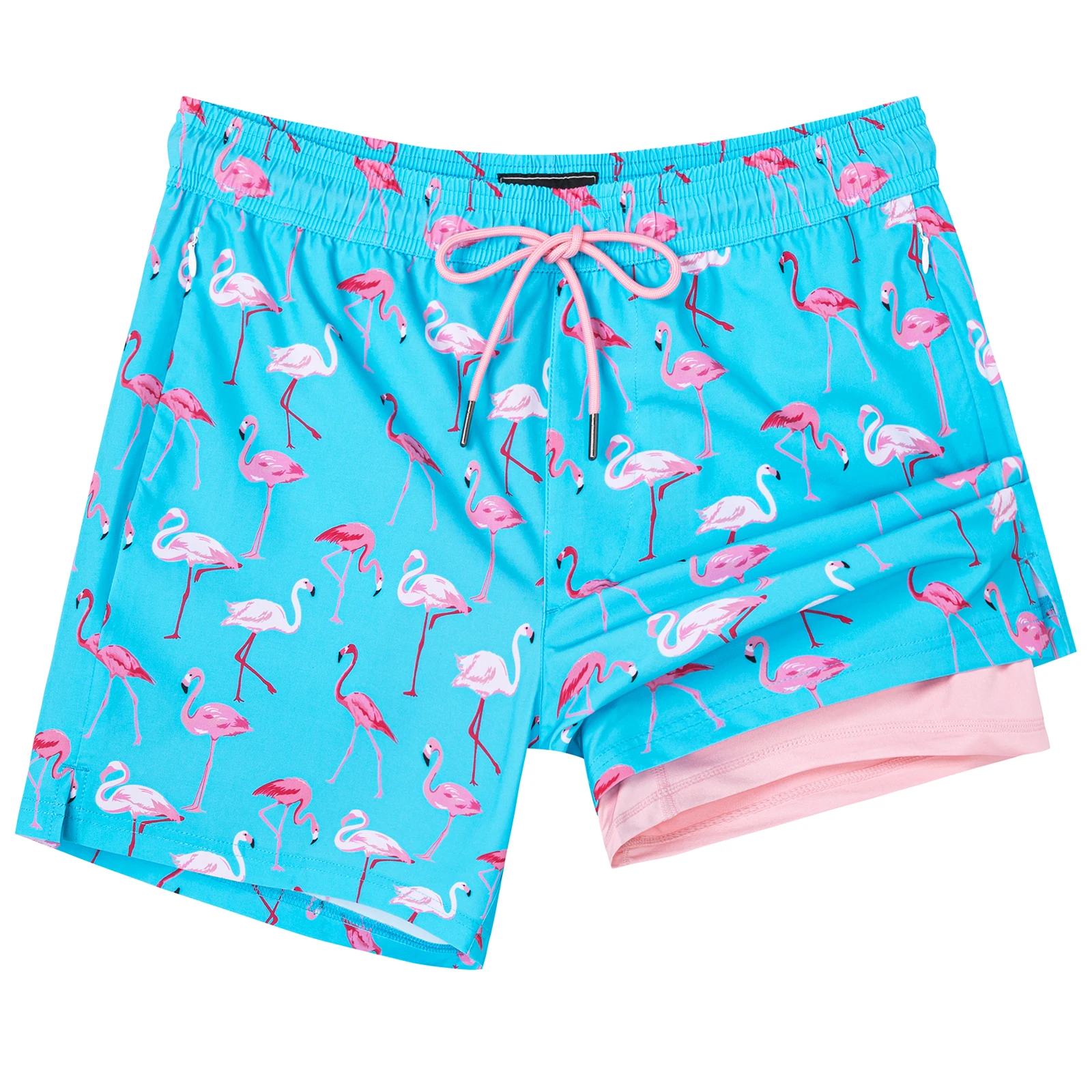 SURFCUZ Mens Swim Shorts Quick Dry Beach Board Shorts with Compression Liner Mens Swim Trunks 5 Inch Shorts with Zipper Pockets