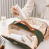 New Fashion Woven Double Zipper Makeup Bag with Large Capacity and Multi compartment Travel Cosmetics Storage Bag Washing Bag 2