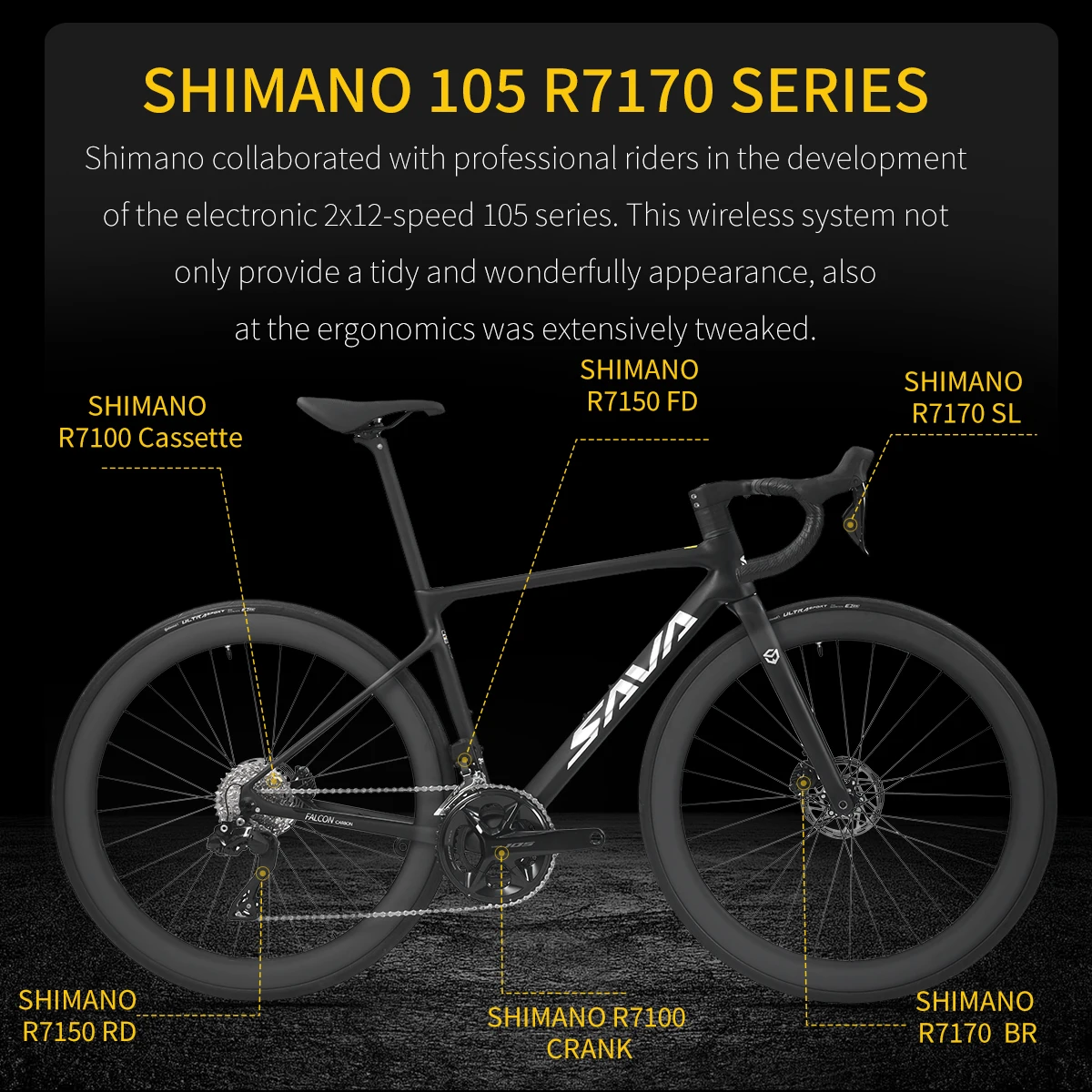 SAVA 105 Di2 24-Speed Road Bike, Full Carbon Fiber Racing