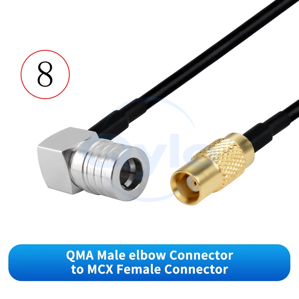 QMA auf MCX RF-Adapterkabel, Verbindungskabel/Verlängerungskabel, Stecker/Buchse, RG174-Koaxialkabel, 0–6 GHz (1 Stück) – Detail 10