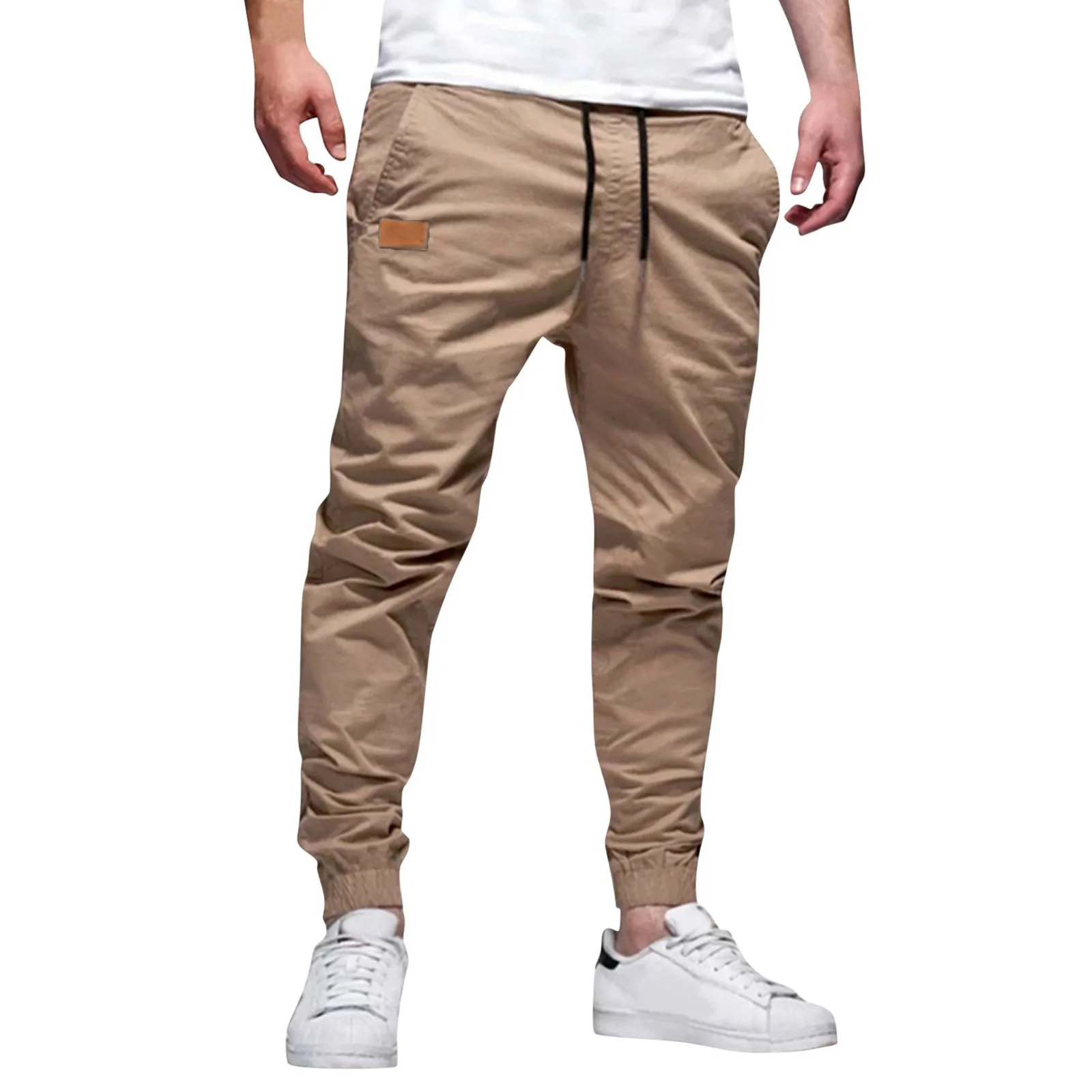 Mens Solid Color Elastic Waist Sweatpant With Pockets Spring Autumn Outdoor Sports Jogger Trousers men pants