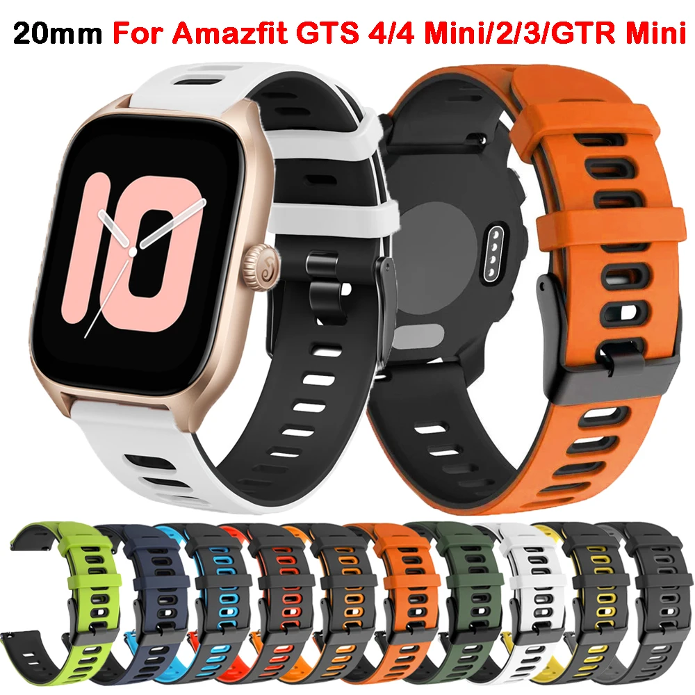 

20mm Sport Watch Strap For Amazfit GTS 4 2 Mini Silicone Watchband GTR 42mm Bip 3 Pro GTS4 Mini Wrist Strap Replace Bracelet