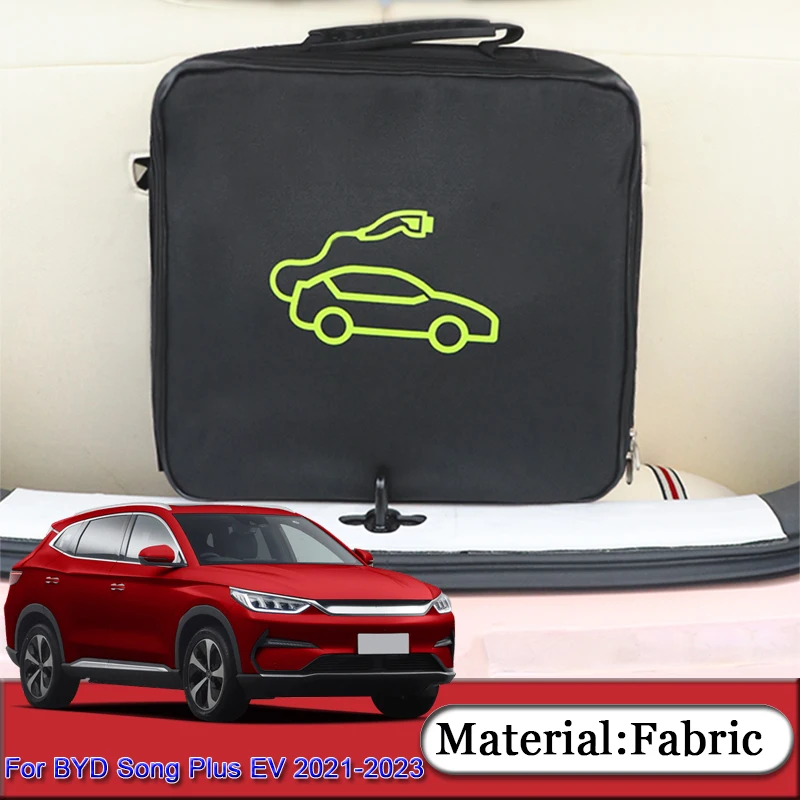 

For BYD Song Plus EV 2021 2022 2023 Car Charging Cable Storage Bag Charger Plugs EV Sockets Equipment Organizer Bag Waterproof