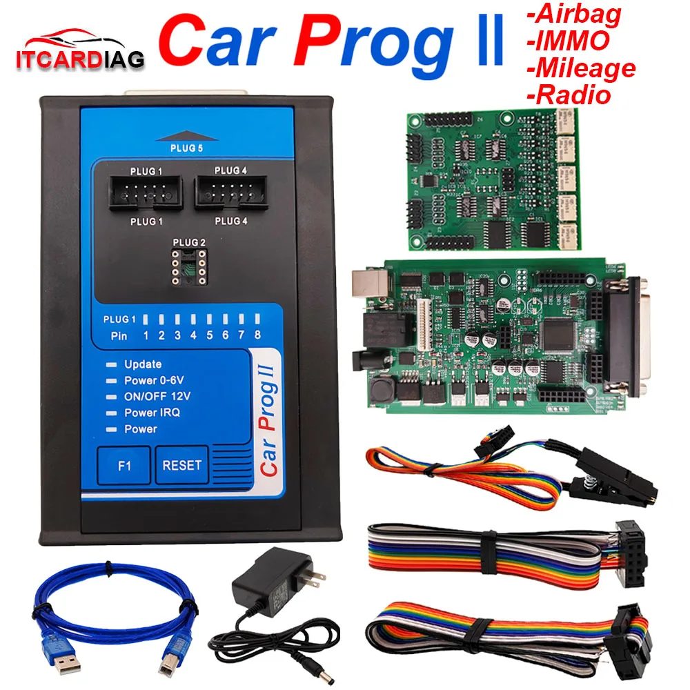 Carprog-conjunto completo de programador ECU para coche, herramienta de reinicio de Chip ECU automático, programa para datos de choque, Airbag, Radio IMMO, kilometraje, 2 Prog II