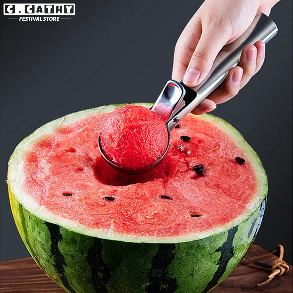 Ice Cream Scoop Stainless Steel Digger Non-Stick Watermelon Fruit Ball Yogurt Spoon Home Kitchen Multifunctional Tool