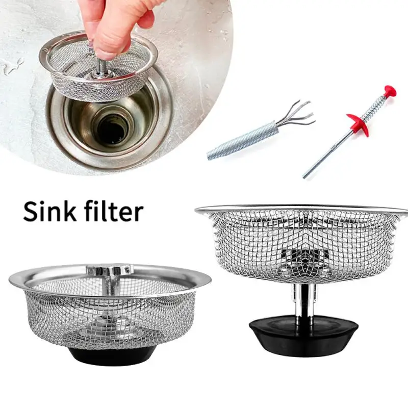 Stainless Steel Kitchen Sink Filter Hole Bathtub Hair Catcher Stopper Bathroom Sewer Drain Strainer Basin Sink Waste Filter Plug