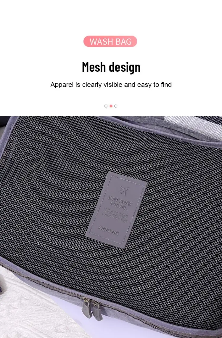 6 Teile/satz Rosa/Blau/Grau Reise Lagerung Tasche Große Kapazität Wasserdichte Gepäck Kleidung Unterwäsche Lagerung Tasche Tasche mit Reißverschluss – Detail 5