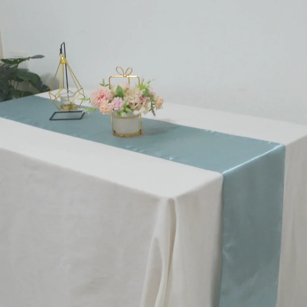 Shiny Satin Table Runner For Wedding Banquet Decoration Cloth Ribbon Table Flags Christmas Birthday Party Restaurant Table Cover 5