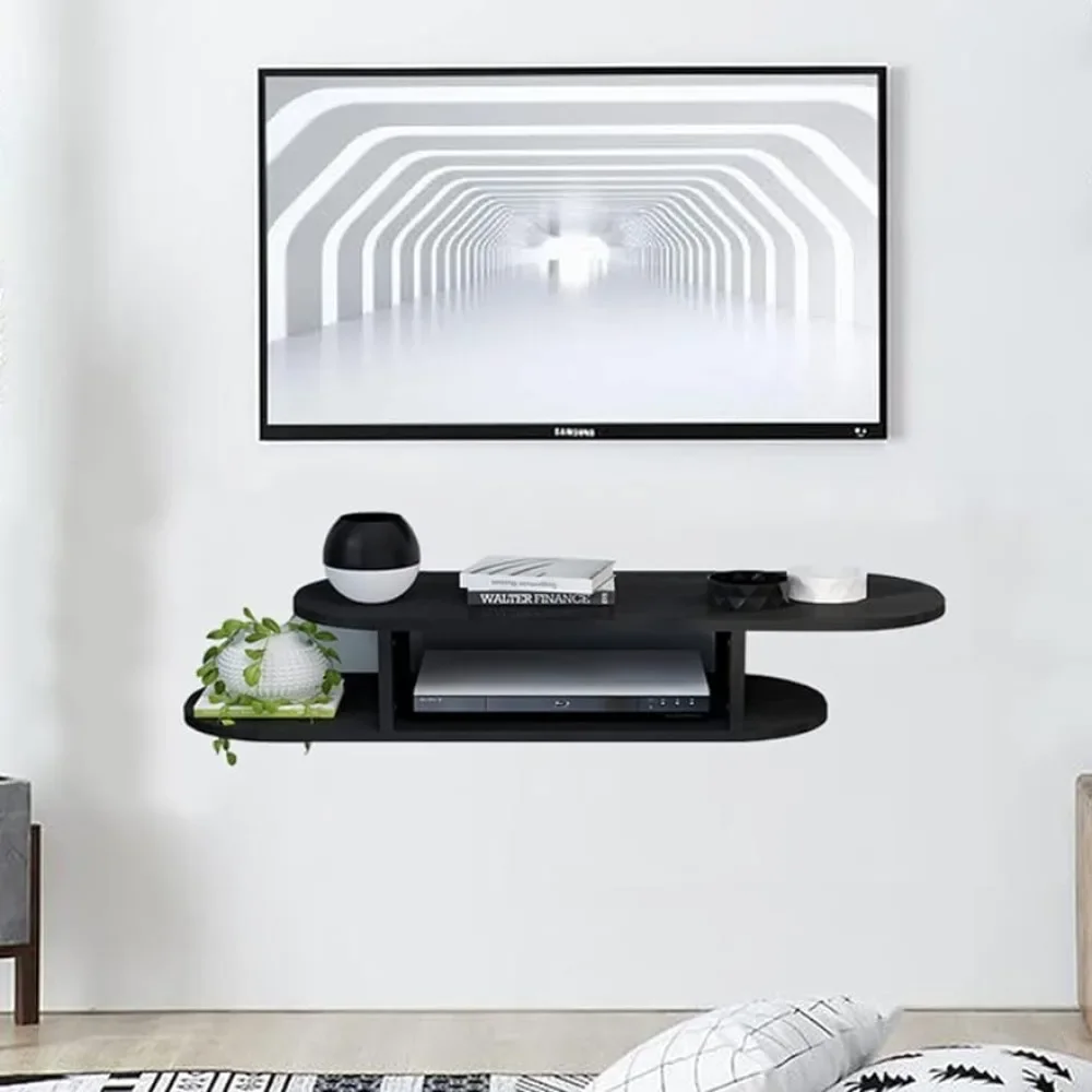 

OEING Floating TV Shelf Entertainment Center Wall Mounted Media Console, Router DVD Stand, Console Streaming Media Equipment