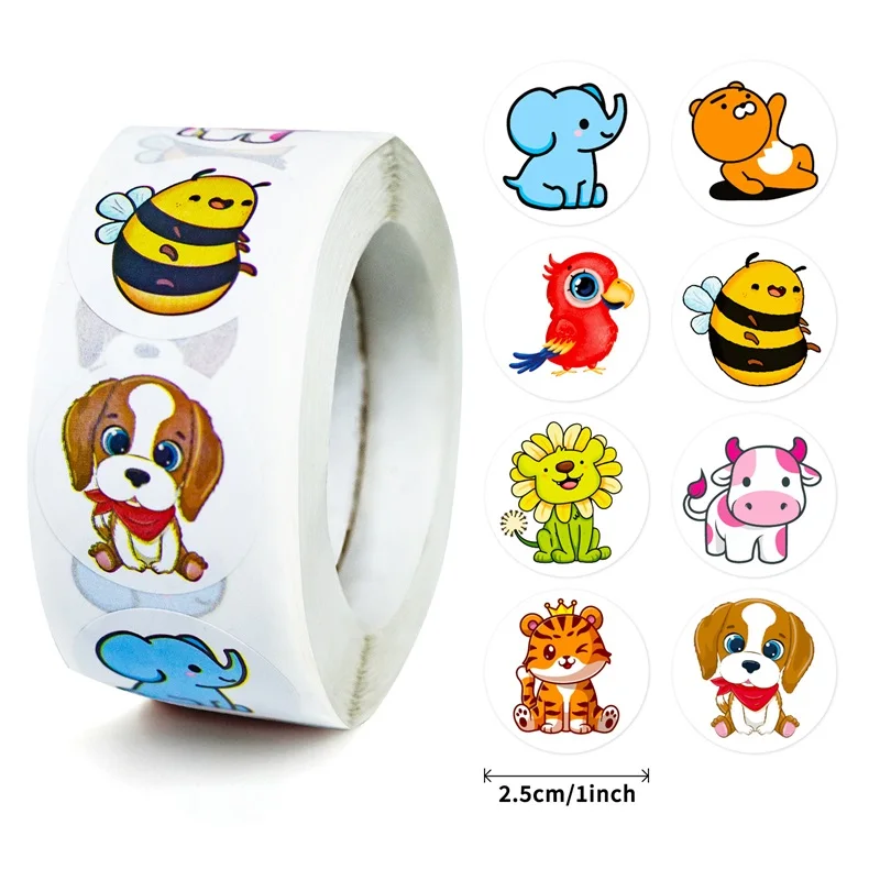 

100-500PCS Cartoon Animal Sticky Paper Stickers Labels Thank You Sticker Sealing DIY Decoration Scrapbooking Stationery Supplies