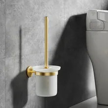 Luxury Wall Mounted Bathroom Toilet Golf Brush Holder Bin Cute Bathroom Hanging Cleaning Tools Gold Banheiro Furniture OA50TB