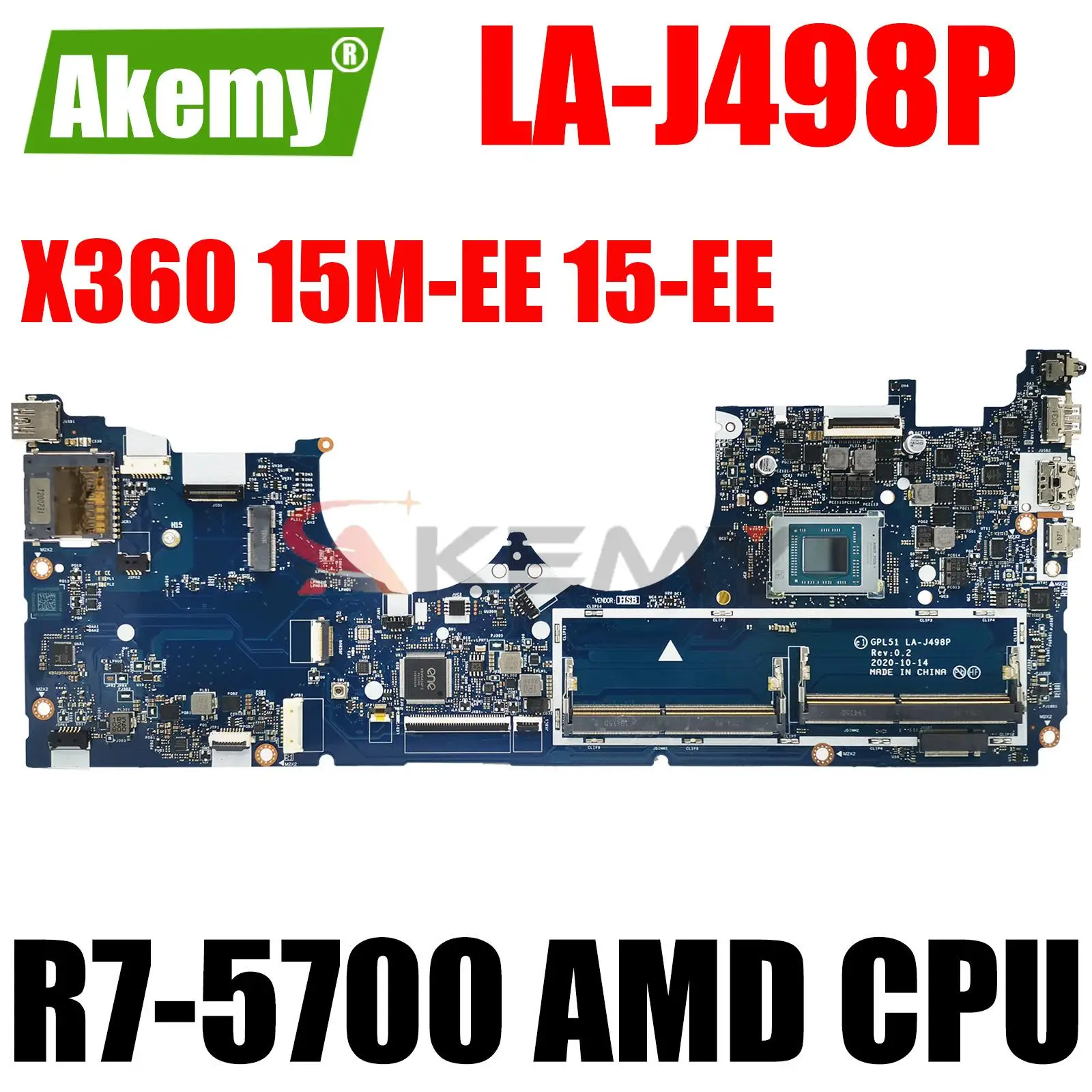 

GPL51 LA-J498P For HP ENVY X360 15M-EE 15-EE Laptop Motherboard R7-5700 AMD CPU M36931-601 M36931-001 100% Testse Fully OK