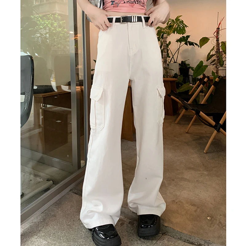 Real time photo of denim pants women's white spring and summer commuting new high waisted work clothes with a sense of falling a