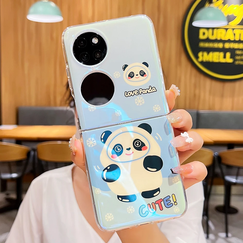 

For Samsung Galaxy Z Flip3 5G Z Fold3 Huawei P50 Pocket Panda Pattern Phone Case Full Coverage Casing Slim