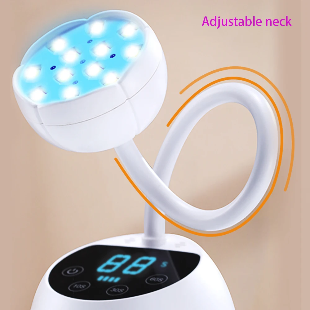 New Wireless Nail Lamp LED UV Nail Dryer Rechargeable Auto Sensing Touch Control Fast Drying Nail Light 360° Bendable Table Lamp 5