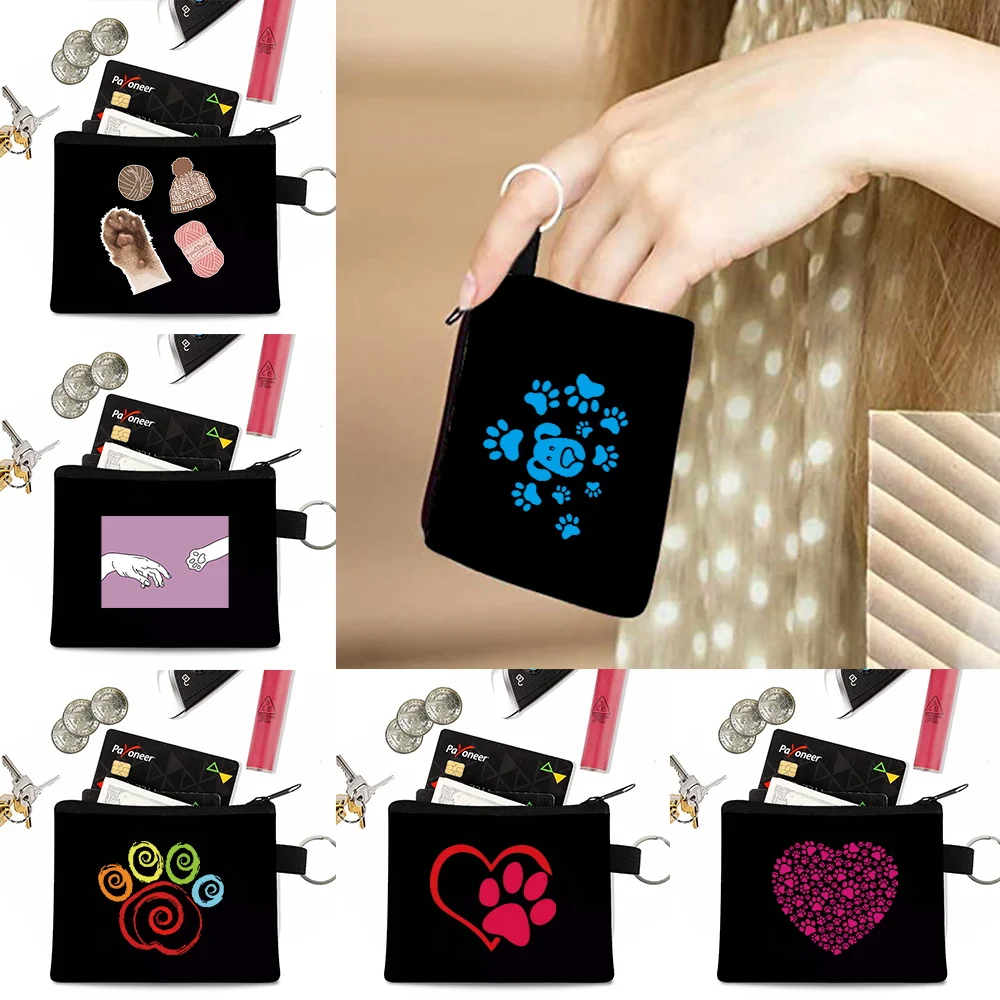 

Coin Purse Wrist Coin Wallet Women Pouch Upgrade New Comfortble Soft Popular Cartoon Cute Wallet Girls Footprints Print Handbags