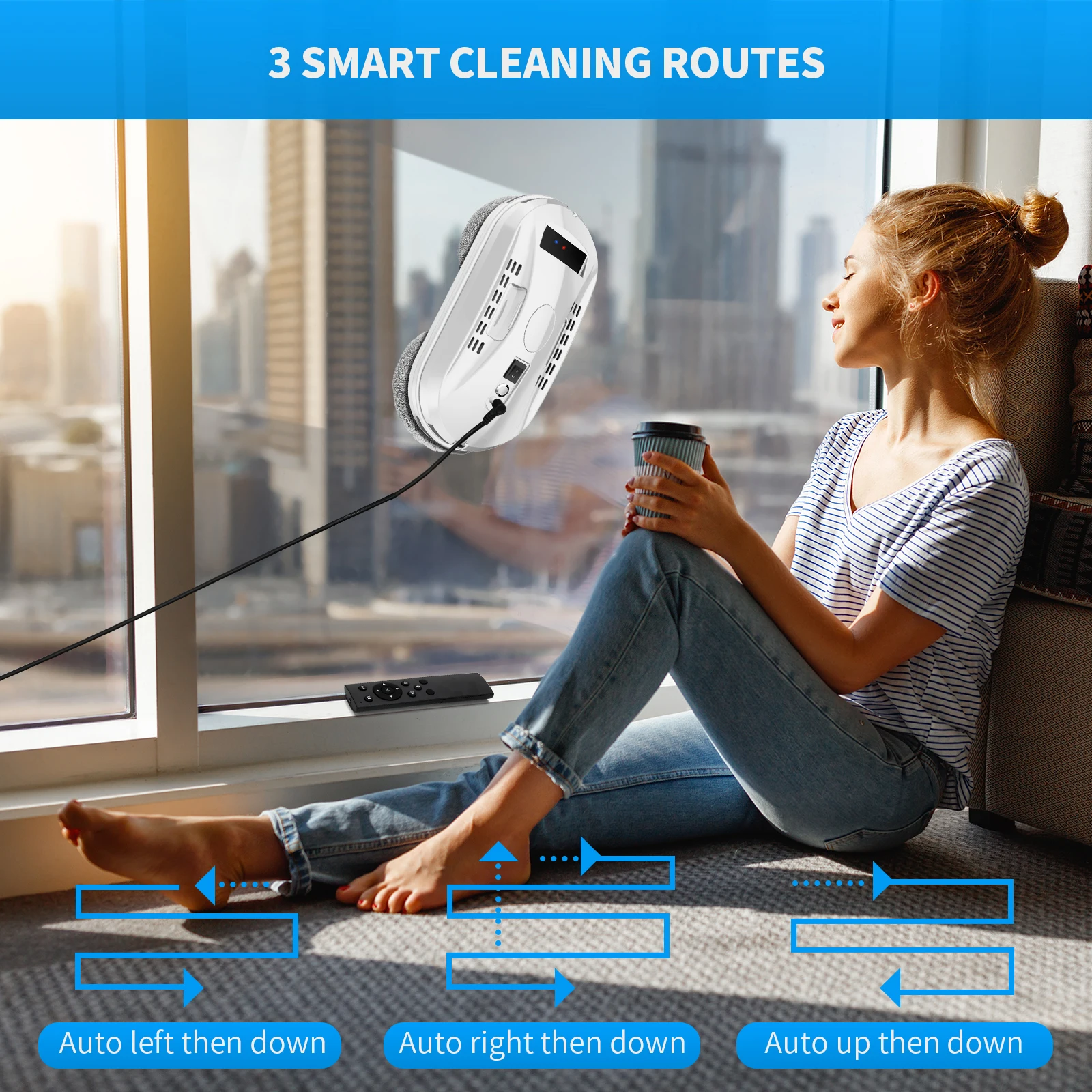 PhoReal FR-S60 Window Cleaning Robot High Suction Electric Window Cleaner Robot Anti-falling Remote Control Robot Vacuum Cleaner 5