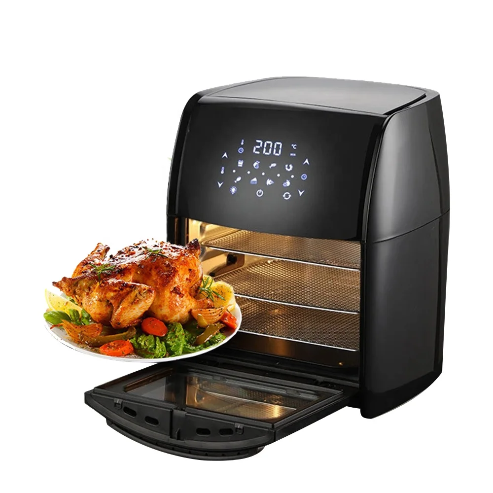 Visible Electric Touch Screen Deep Digital 10L 1800w square air cooker fryer With Rotisserie