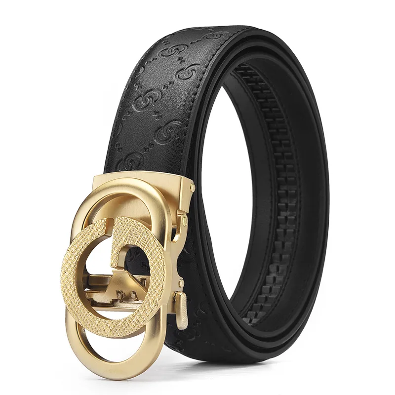 Men's Luxury Genuine Leather Belt with Automatic Alloy Buckle - Premium Designer Waist Strap