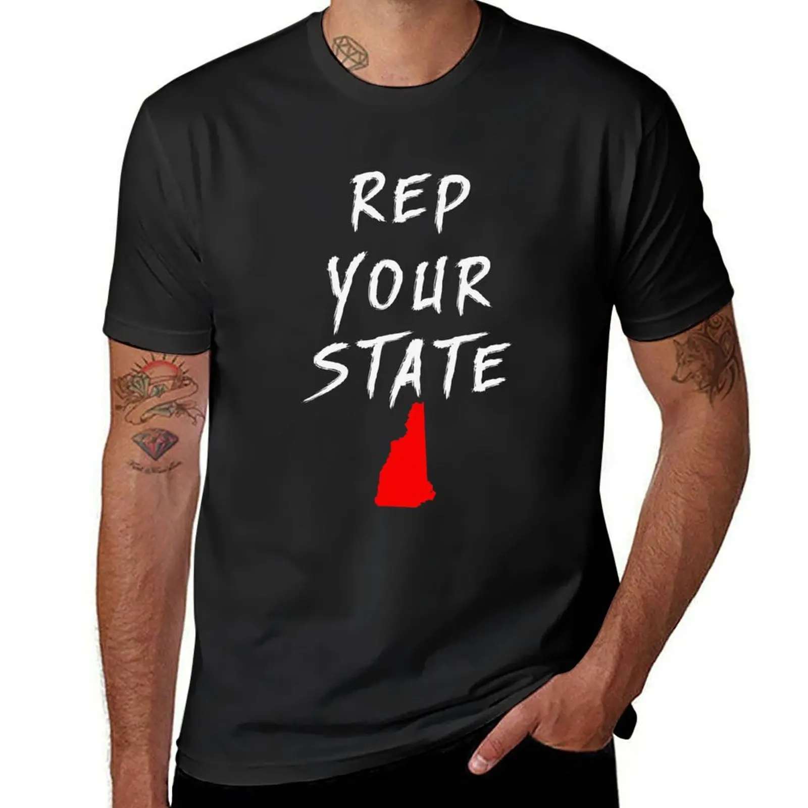 

REP YOUR STATE NEW Хэмпшир Футболка с принтом животных для мальчиков Милая одежда быстросохнущие винтажные мужские футболки повседневные стильные