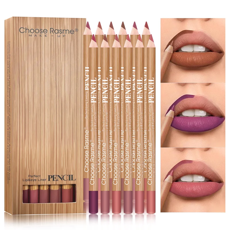 12 color lipliner suit smooth, delicate, waterproof, sweat resistant, easy to apply color rendering lipstick pen suit