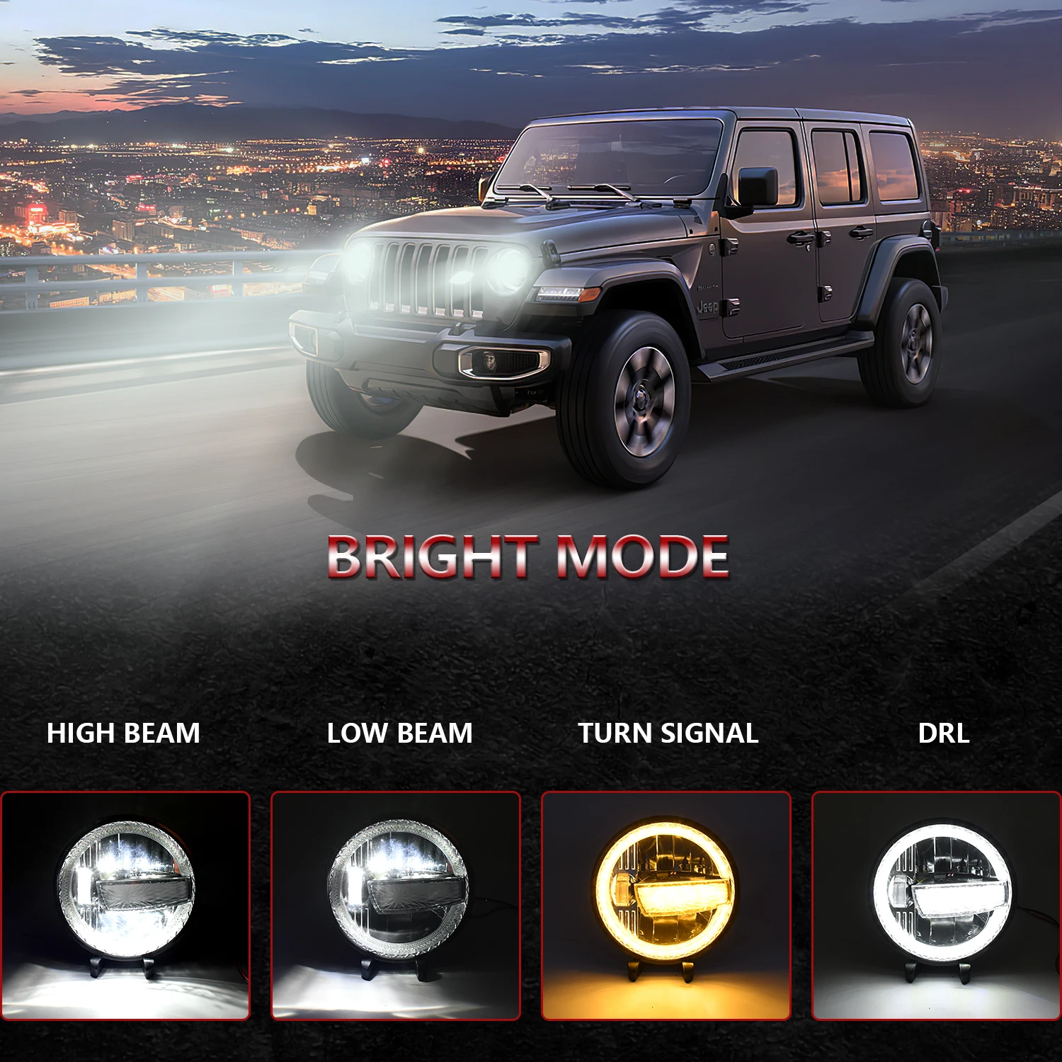 バイク ヘッドライト オートバイ用ラウンドLEDヘッドライトハイ