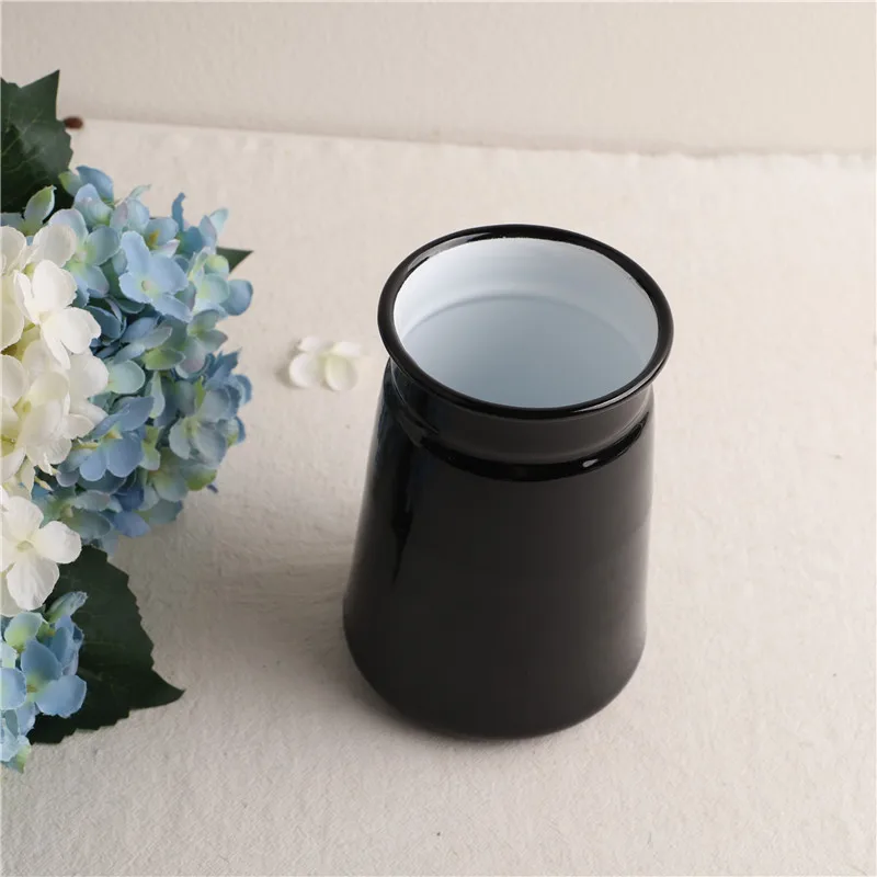 

Enamelware Carbon Black Milk Jug Pot Decoration Vase Storage Cutlery Jar