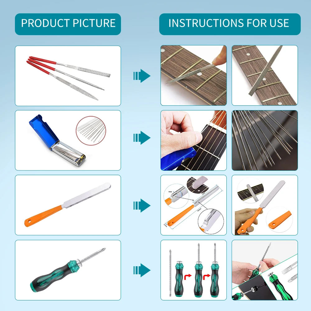 Guitar Repair Tool 25Pcs Guitar Tool Kit Guitar Repairing Tools Setup Kit with Carry Bag for Ukulele Bass Maintenance Tool Luthier