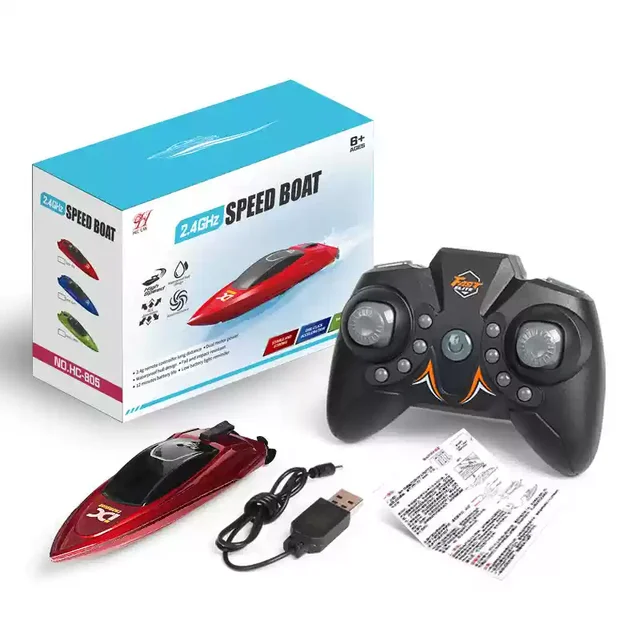 Mini RC Boat 5km/h Radio Remote Controlled High Speed Ship with LED Light Palm Boat Summer Water Toy Pool Toys Models Gifts 4