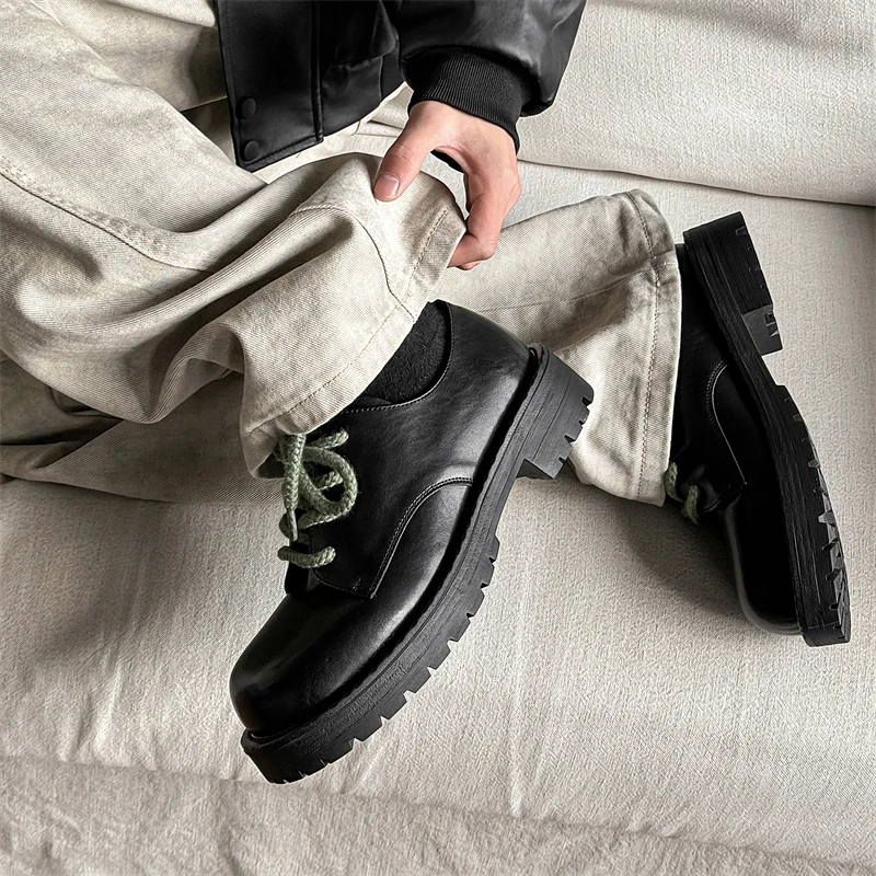 Men's Leather Casual Shoes Thick Soled Fashion Designer Style_voghion.com