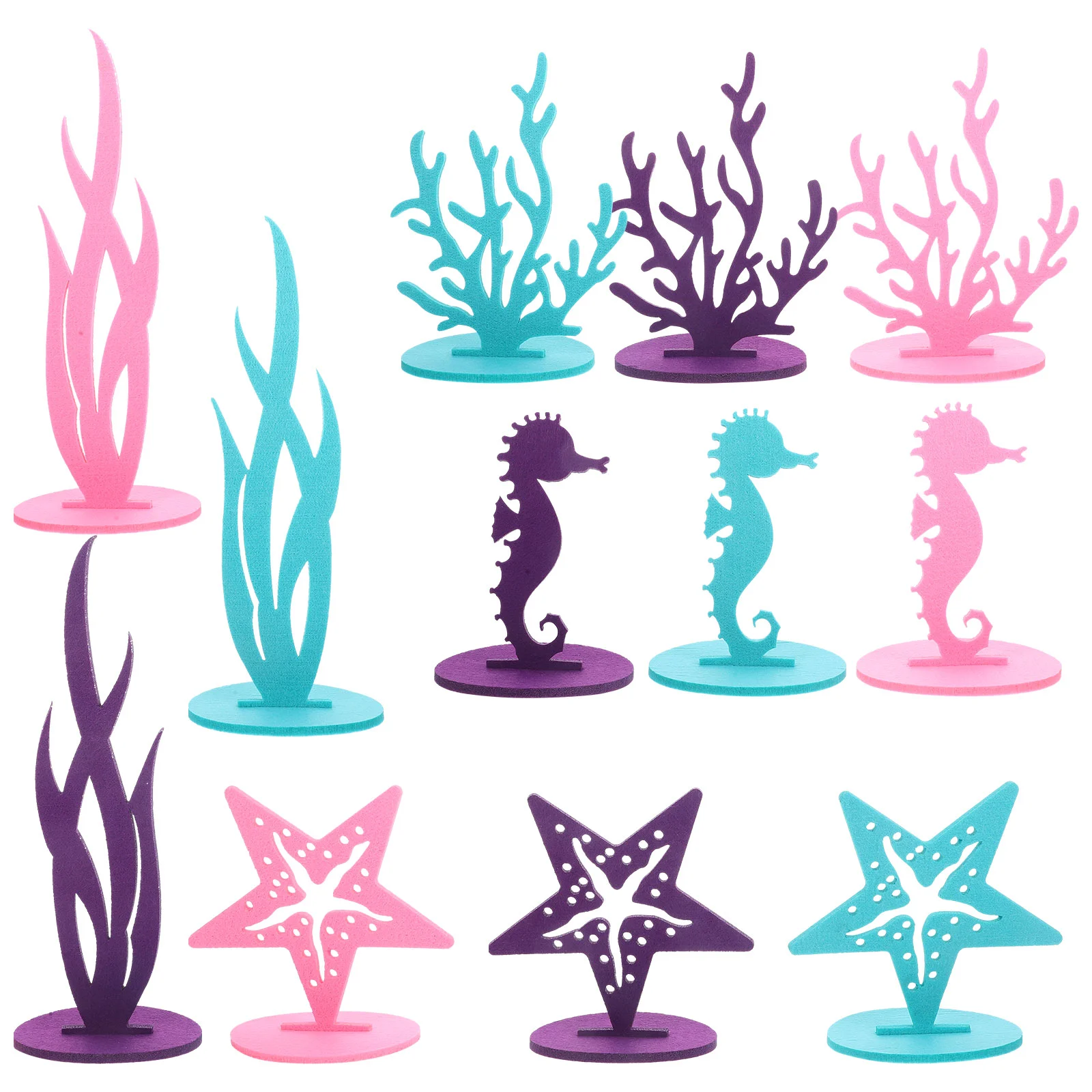 

12 Pcs Felt Table Seahorse Ornament Baby Mermaid Centerpieces Cloth Party Favor