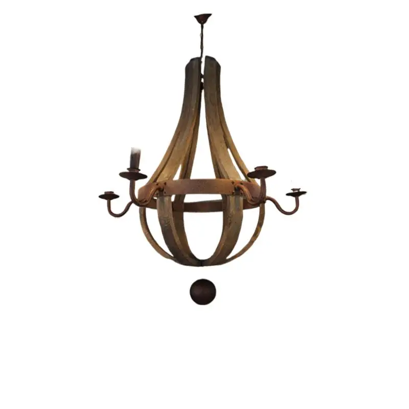 

Подвесной светильник из кованого железа в американском стиле, сельская деревянная лампа E14 для бара, гостиной